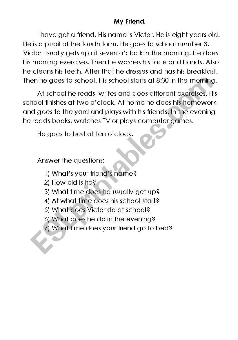 Text My Family worksheet