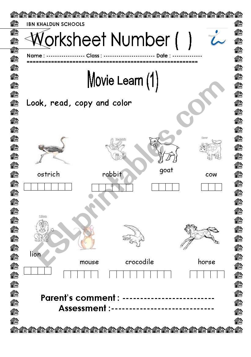 animals worksheet