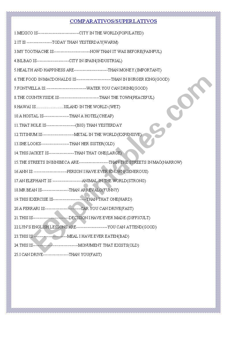 COMPARATIVE AND SUPERLATIVE ADJECTIVES