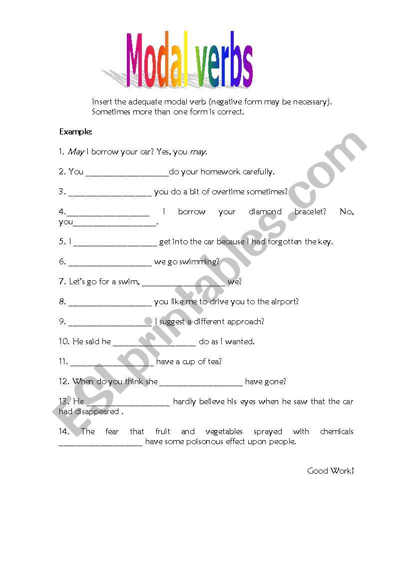 modal verbs worksheet