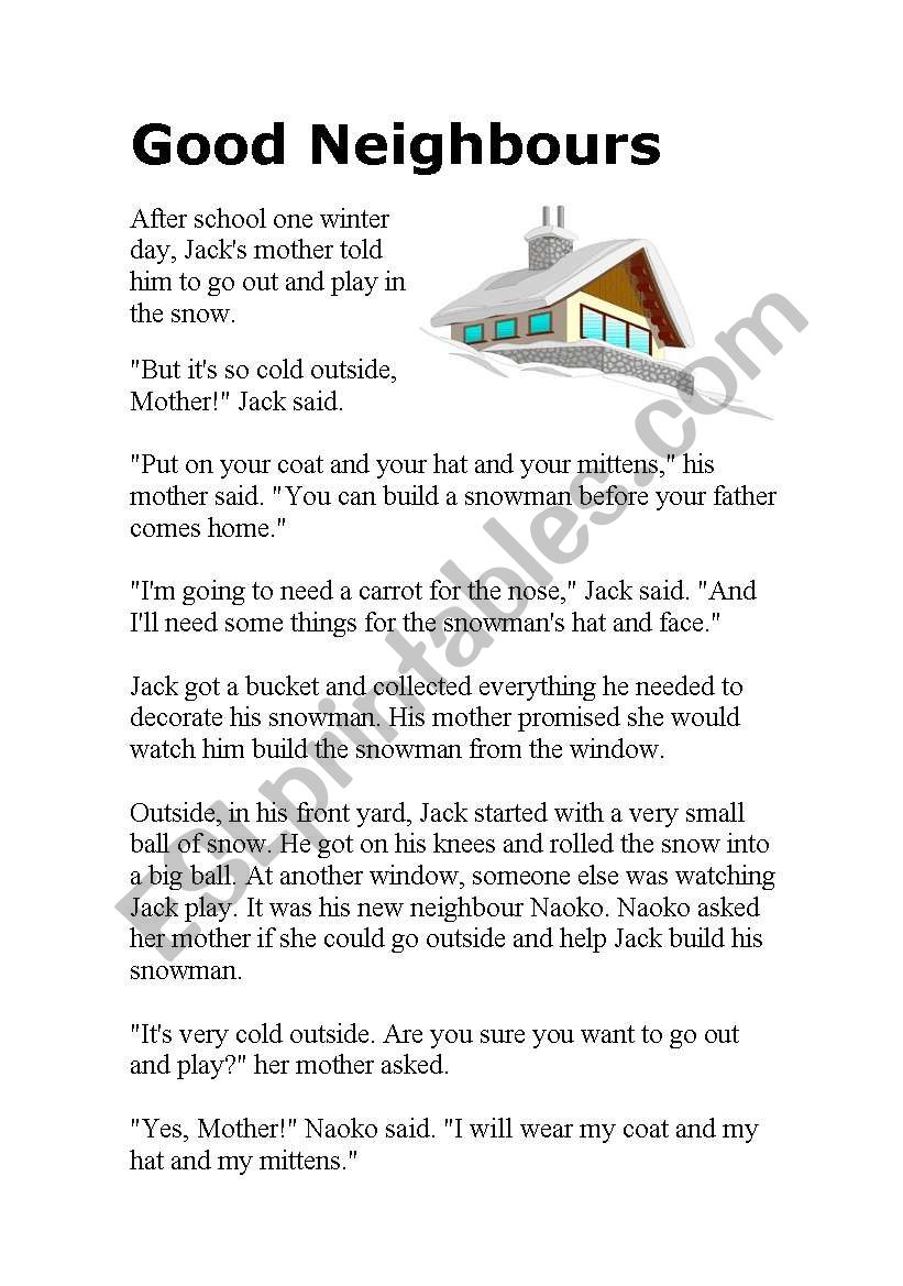 Good Neighbours worksheet