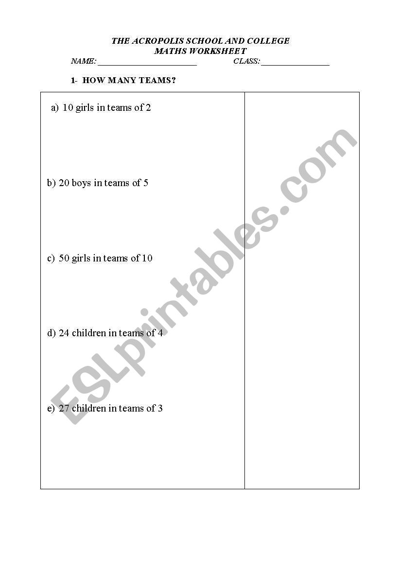division worksheet