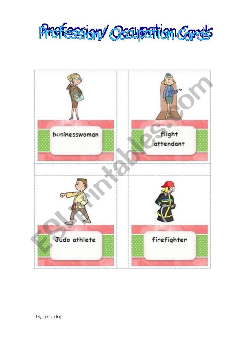 Profession Cards - Set 4 worksheet