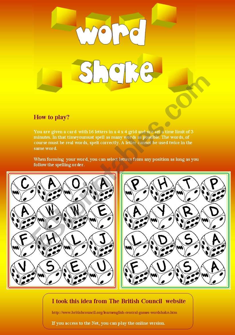 Game -  Word shake   *  Everybody can play this game!!!