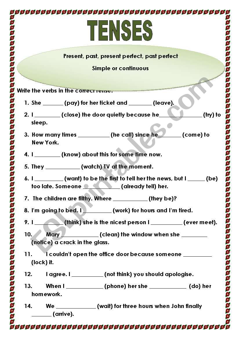 Tenses worksheet