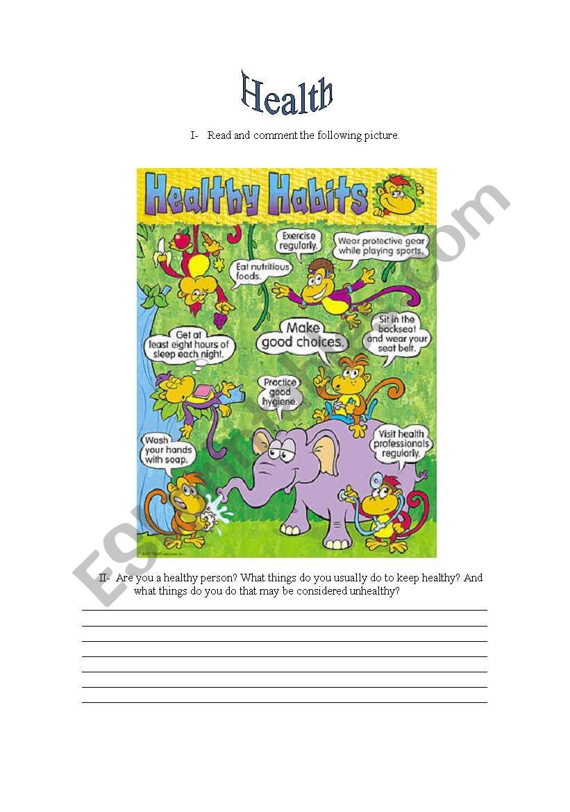 healthy habits worksheet