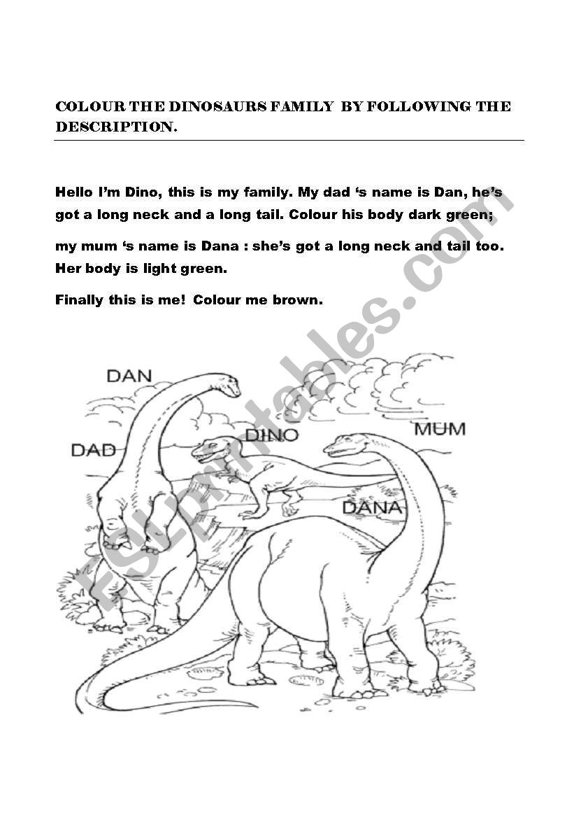 Dinos family. worksheet