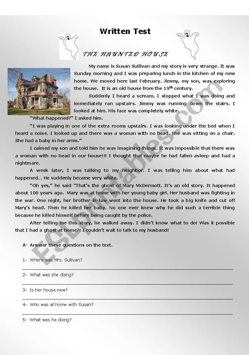 The Haunted House worksheet
