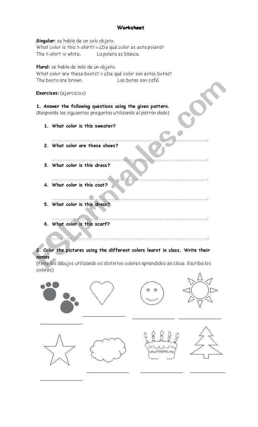 The Colors I worksheet