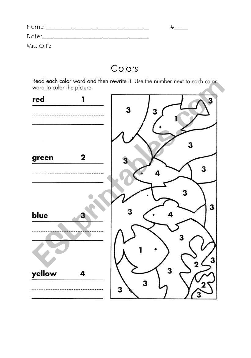 Colors worksheet