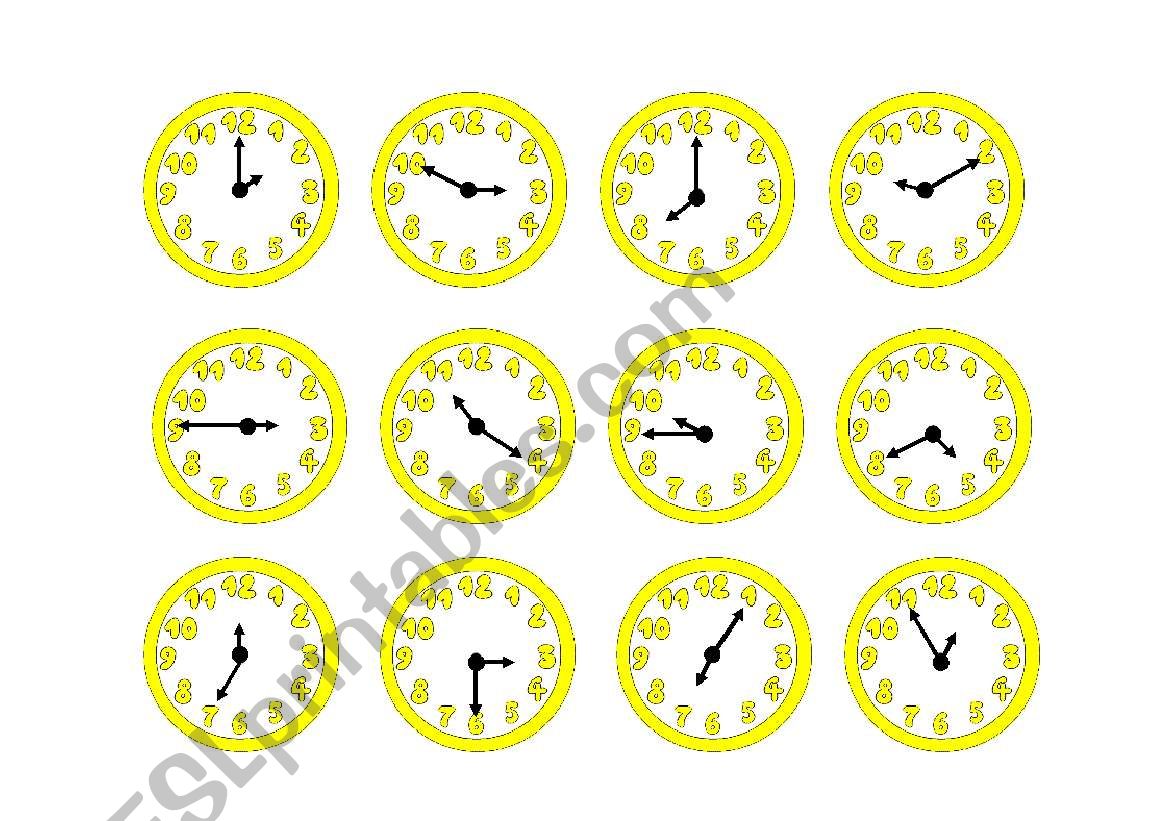 YELLOW CLOCKS worksheet