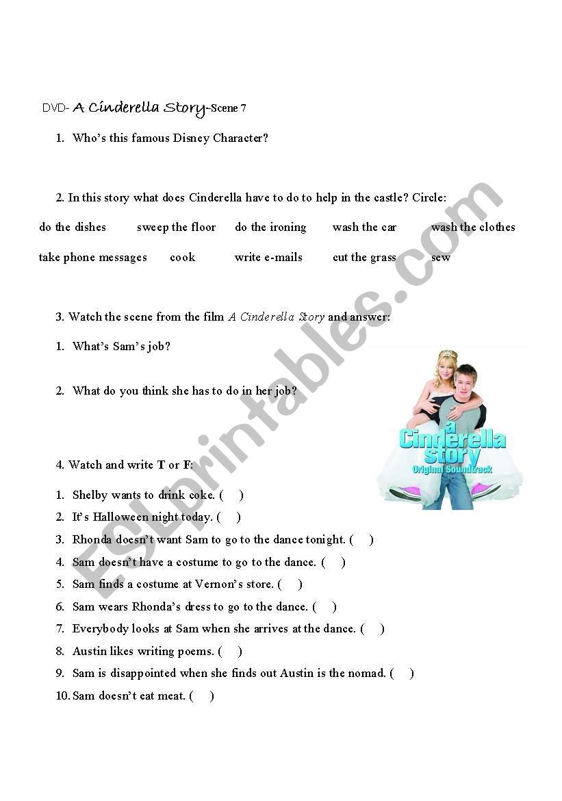 A Cinderella Story worksheet