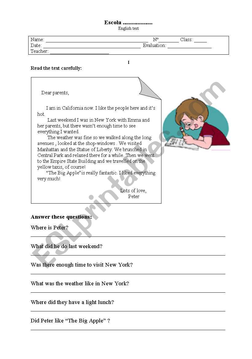 Written test worksheet