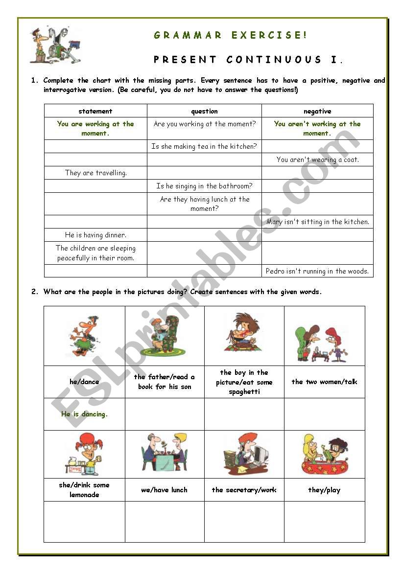 Grammar Exercise - Present Continuous I.