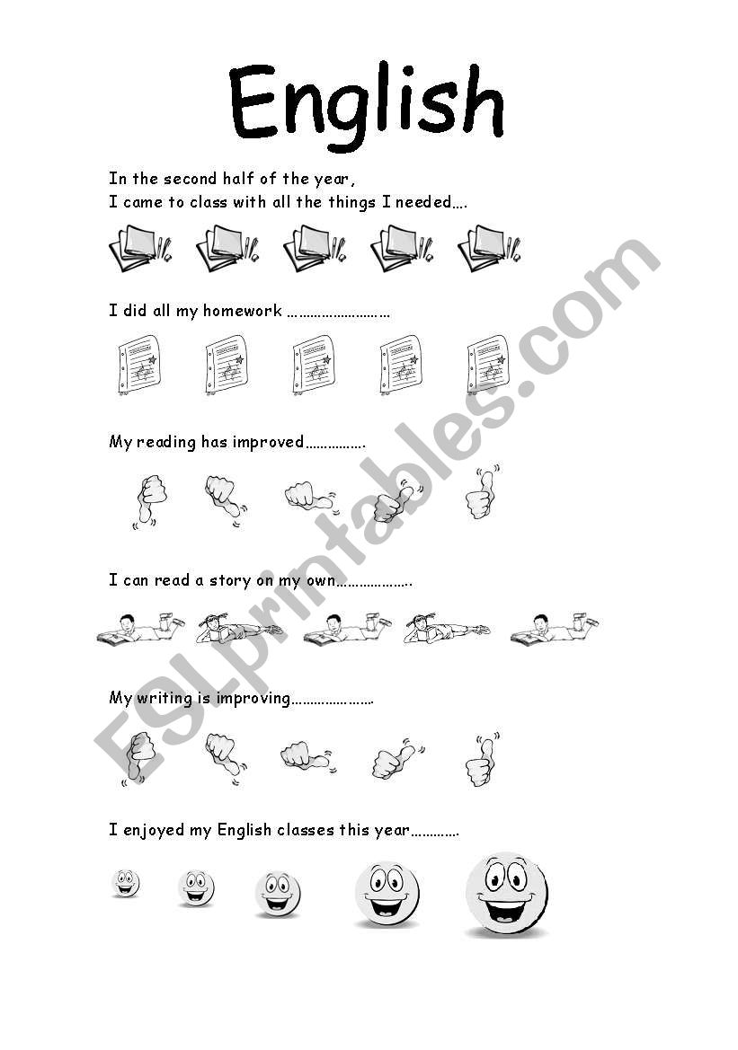 student self evaluation sheet worksheet