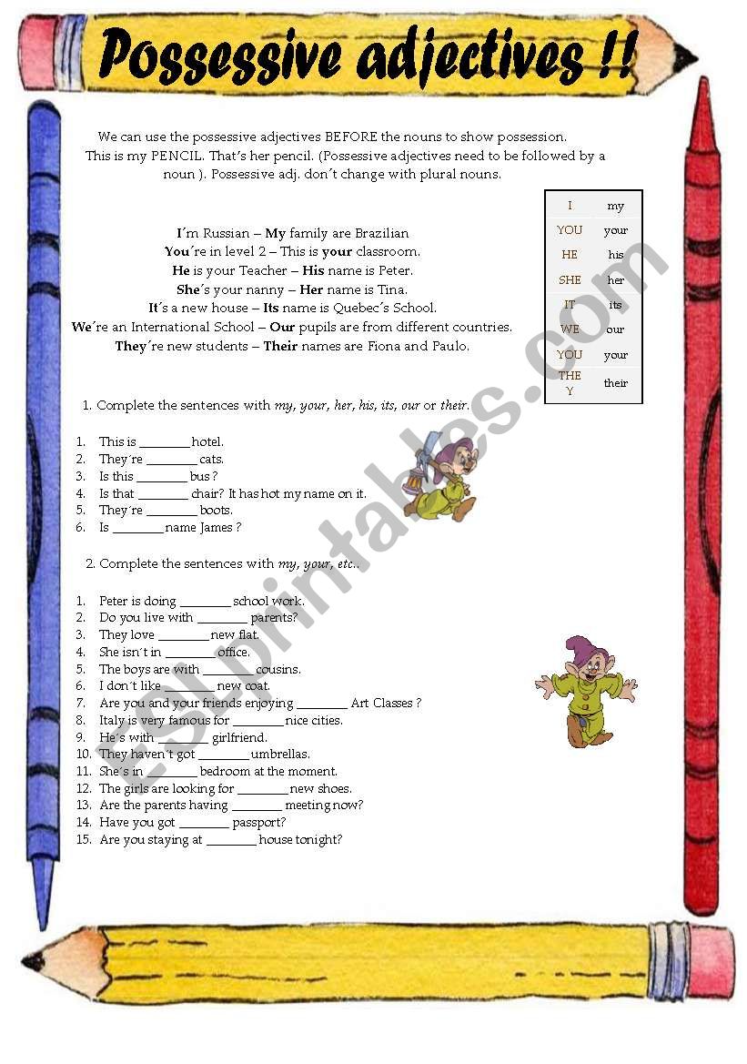 Possessive Adjectives worksheet