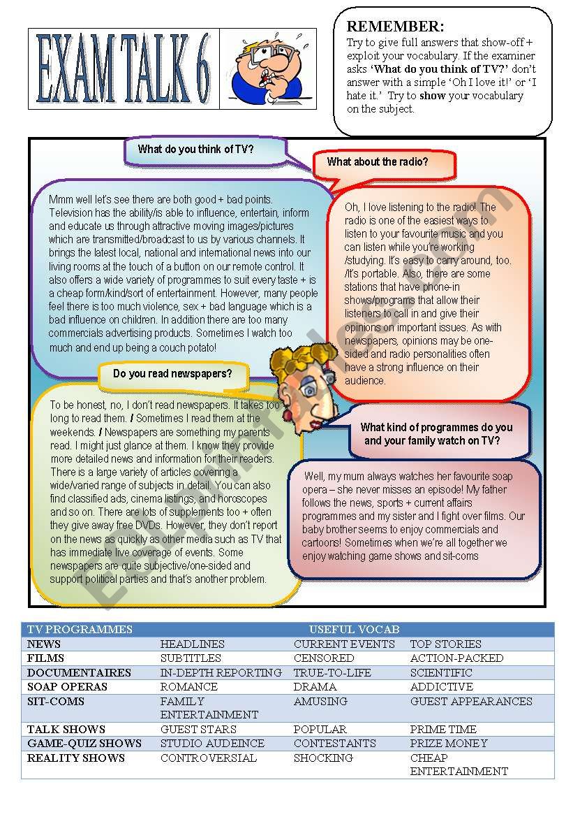 Speaking Preparation 6 Media. worksheet