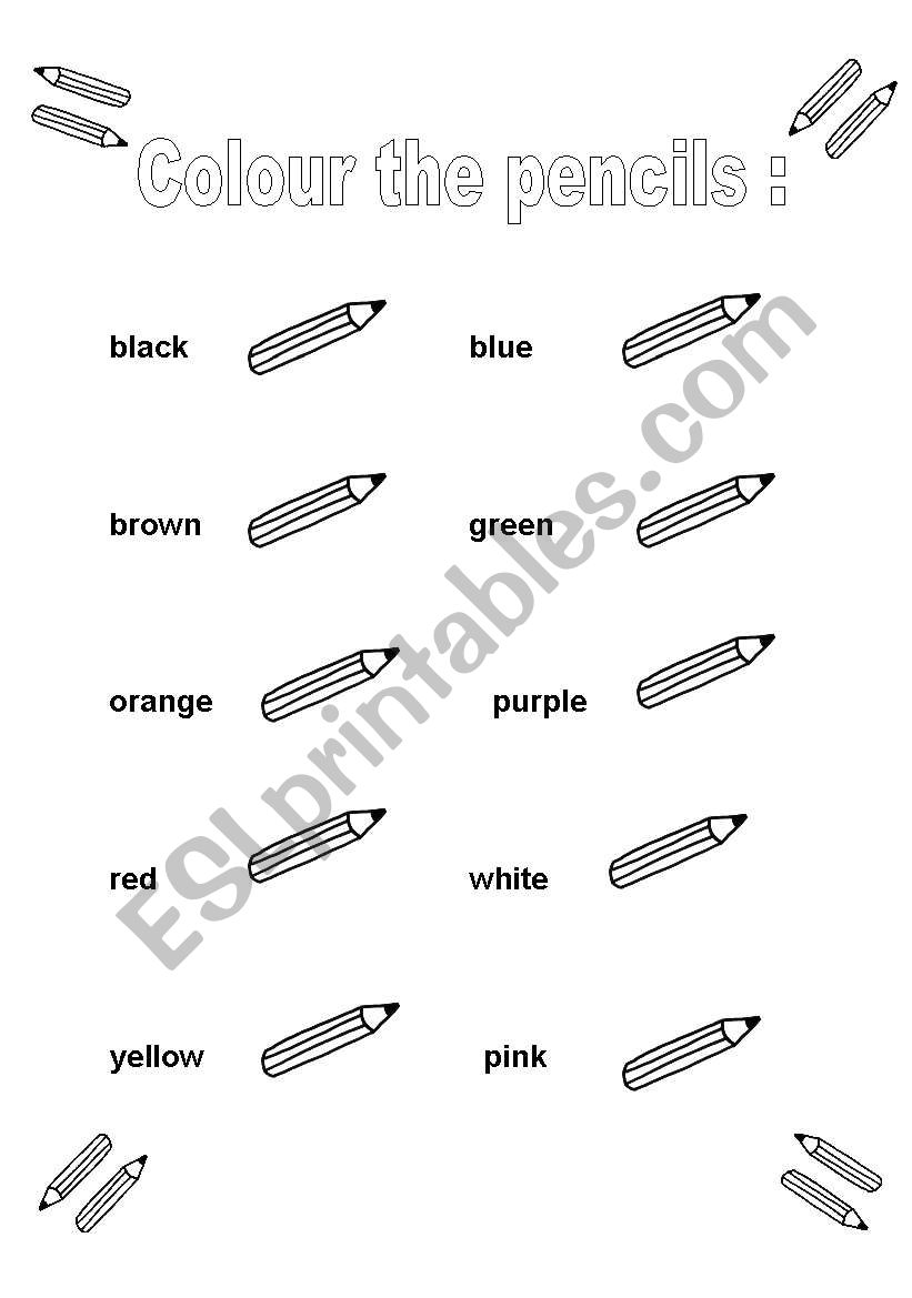 Colour the pencil worksheet