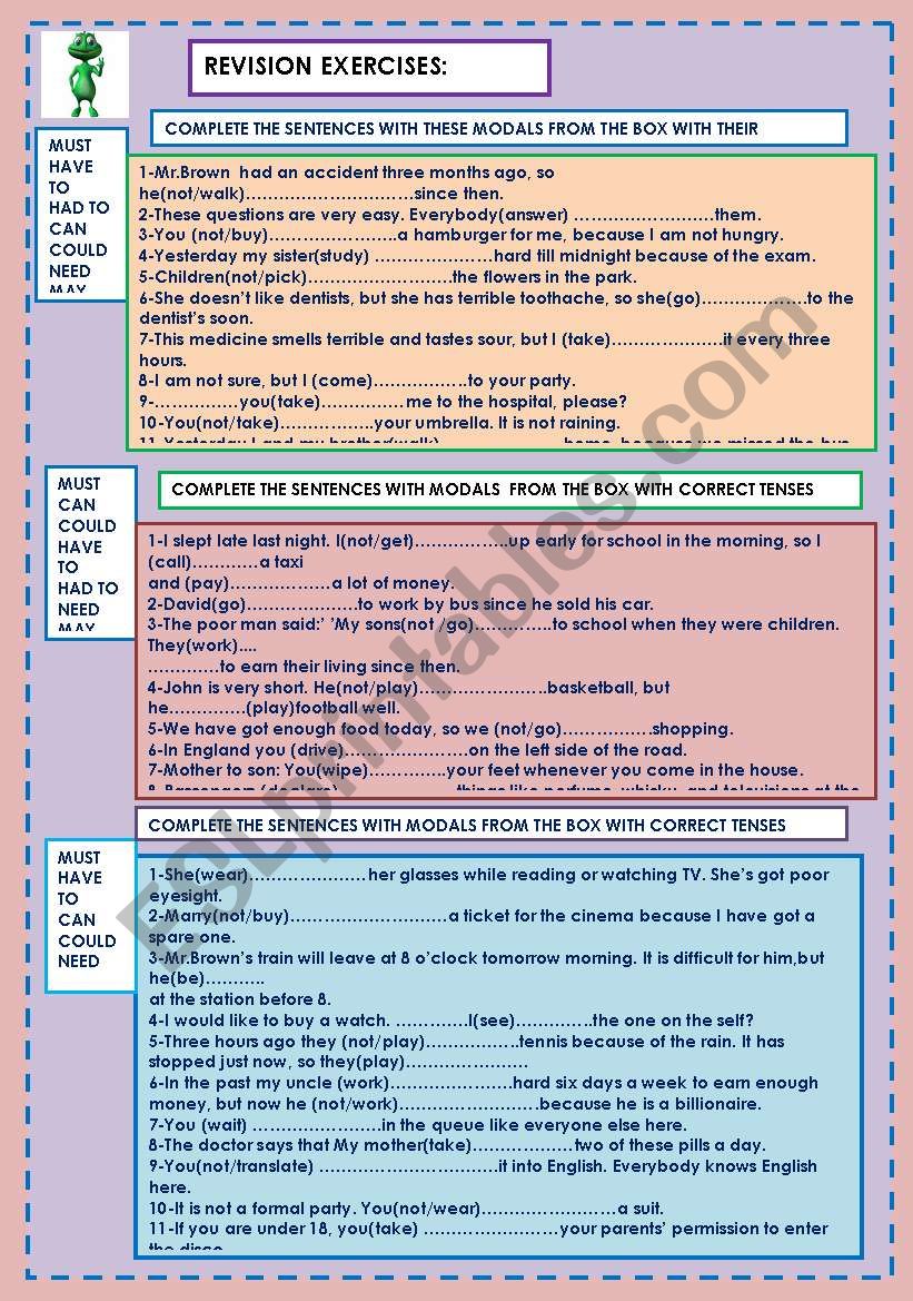 MODAL REVISION worksheet