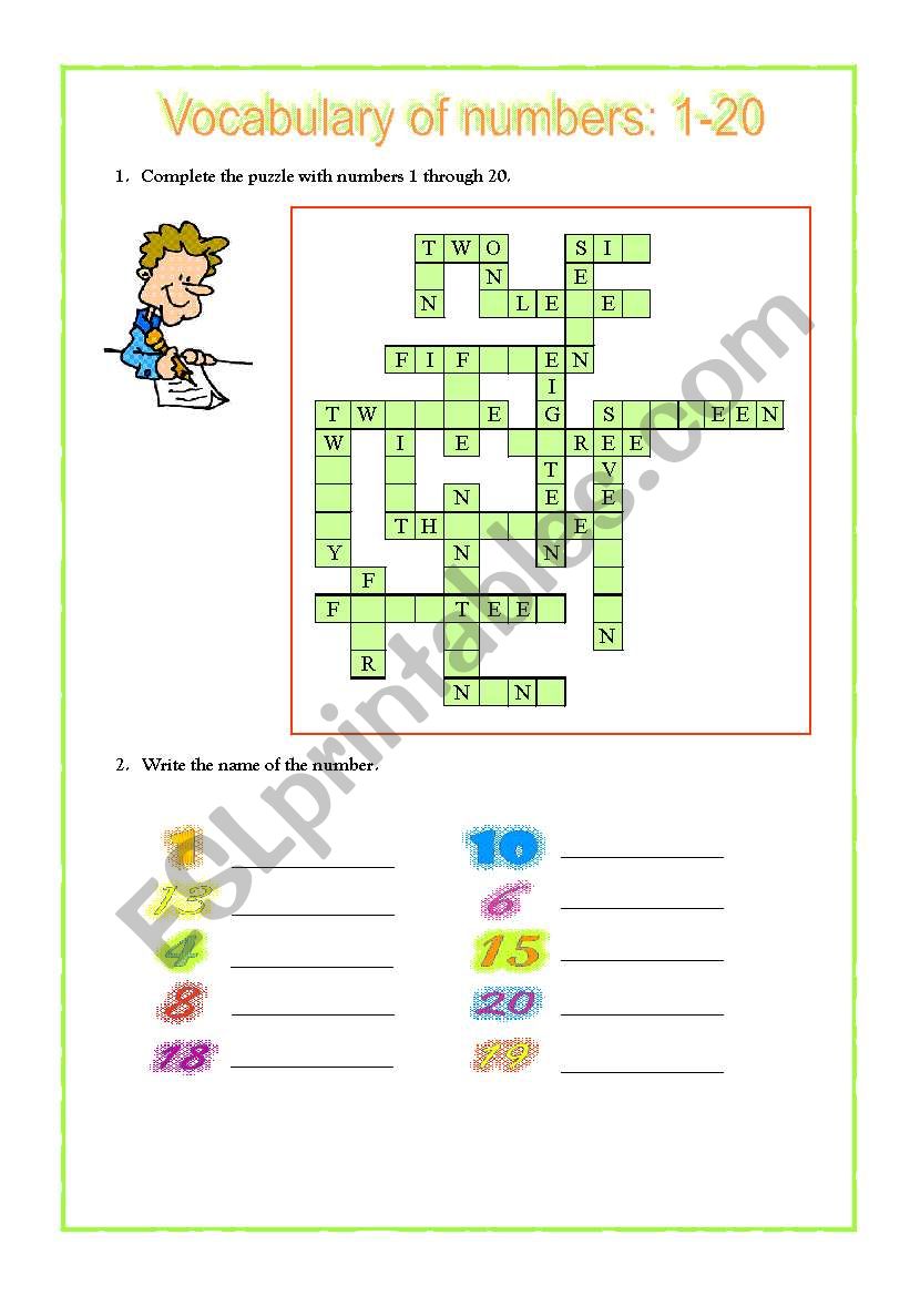 vocabulary of numbers worksheet