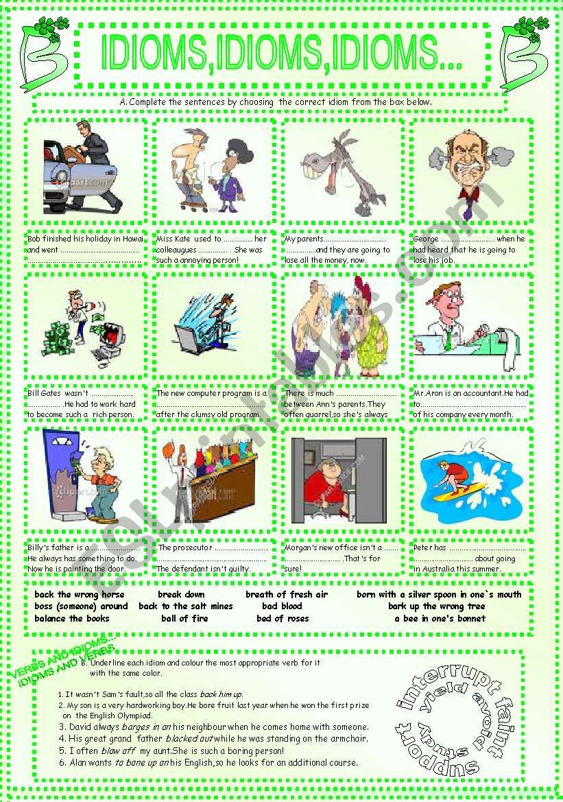 IDIOMS,IDIOMS,IDIOMS...(2) worksheet