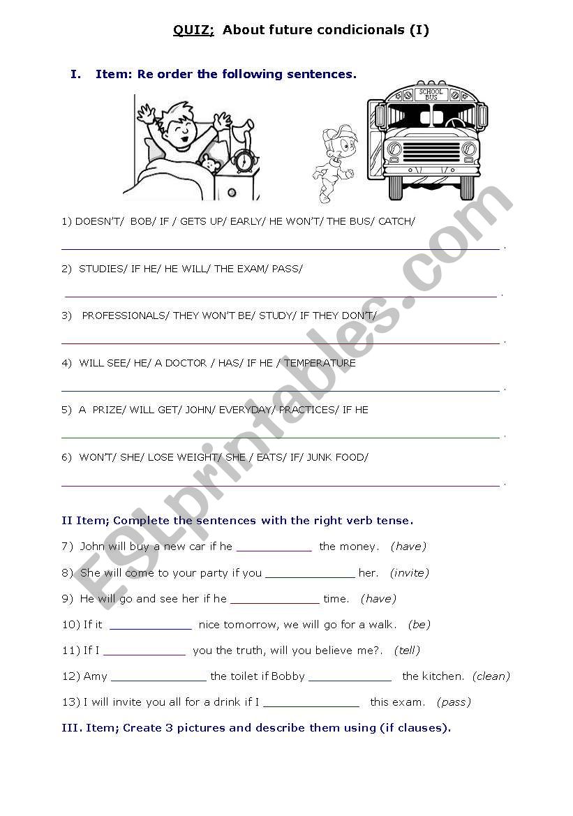 Conditional sentences - if-clauses, main clauses - Type I