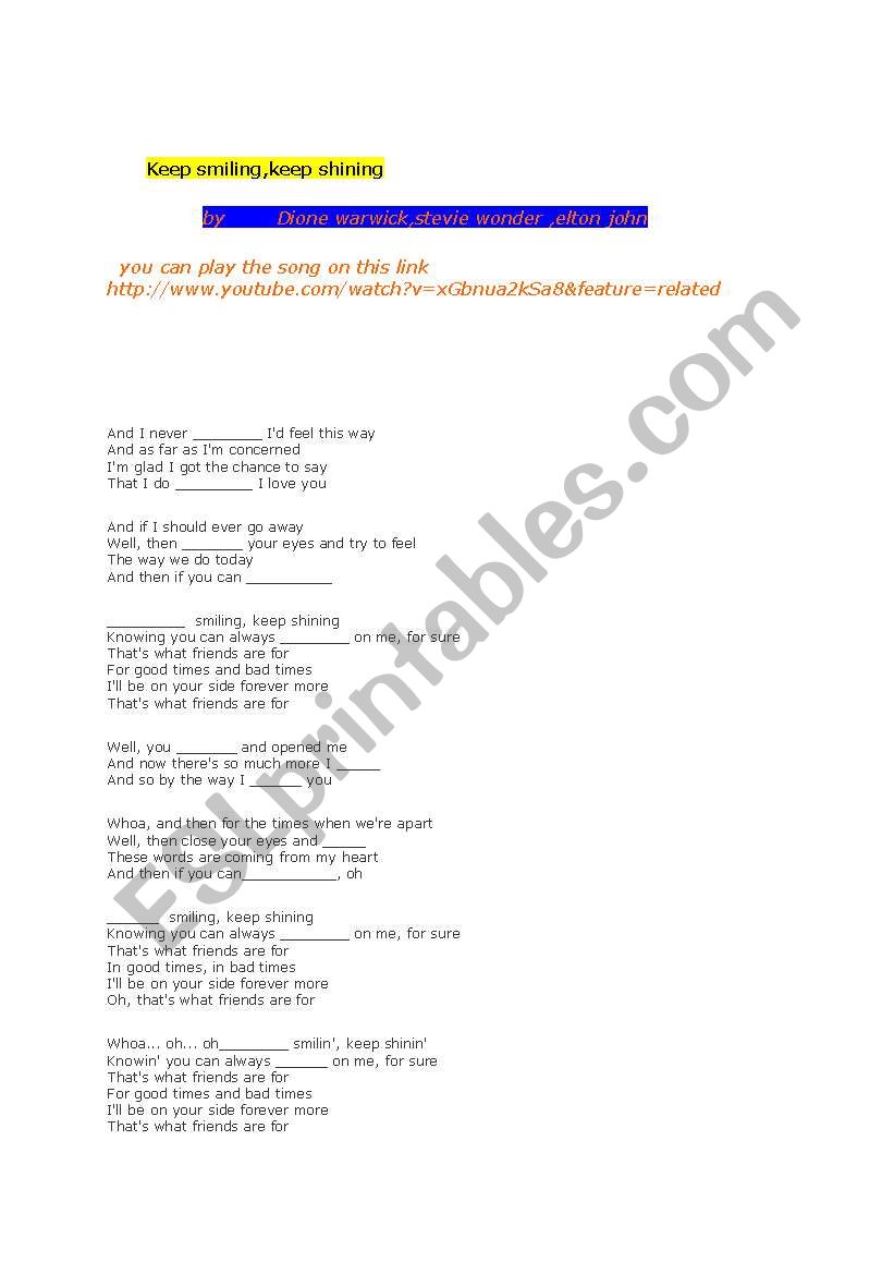 A beautiful song  worksheet