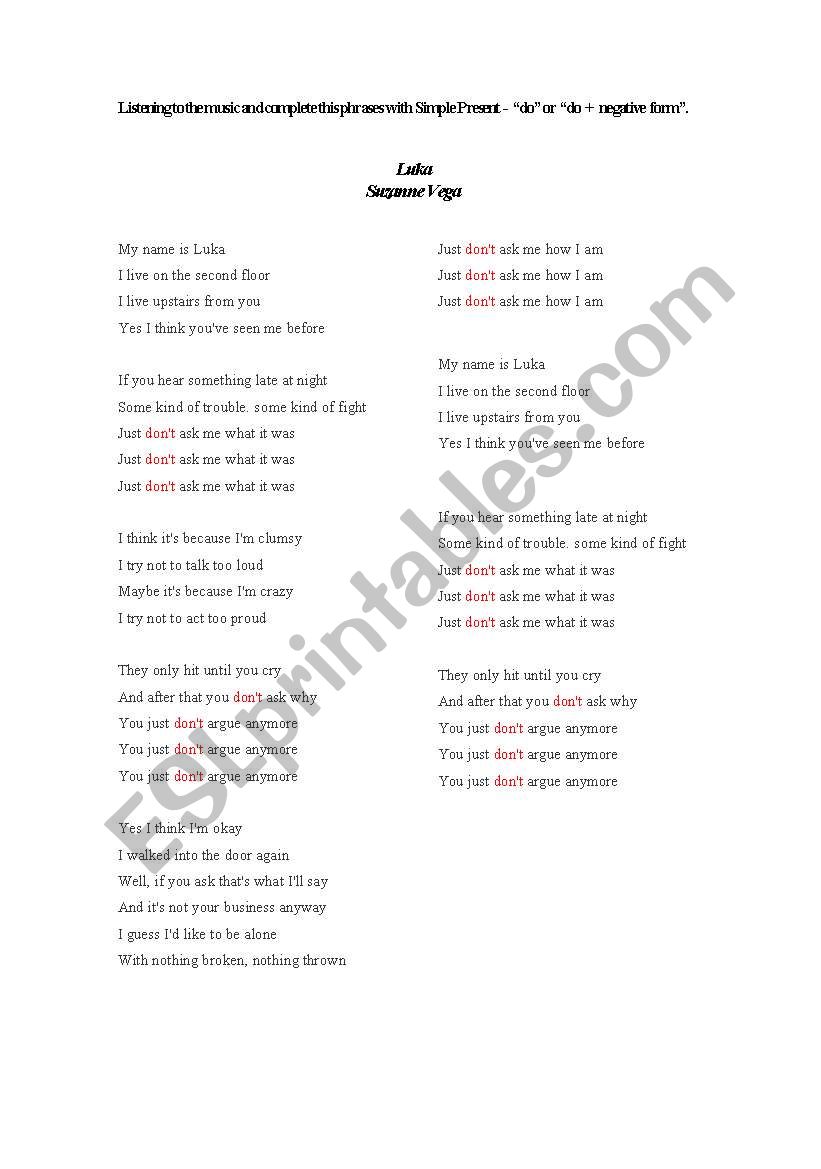 Song My Name Is Luka by Suzanne Vega
