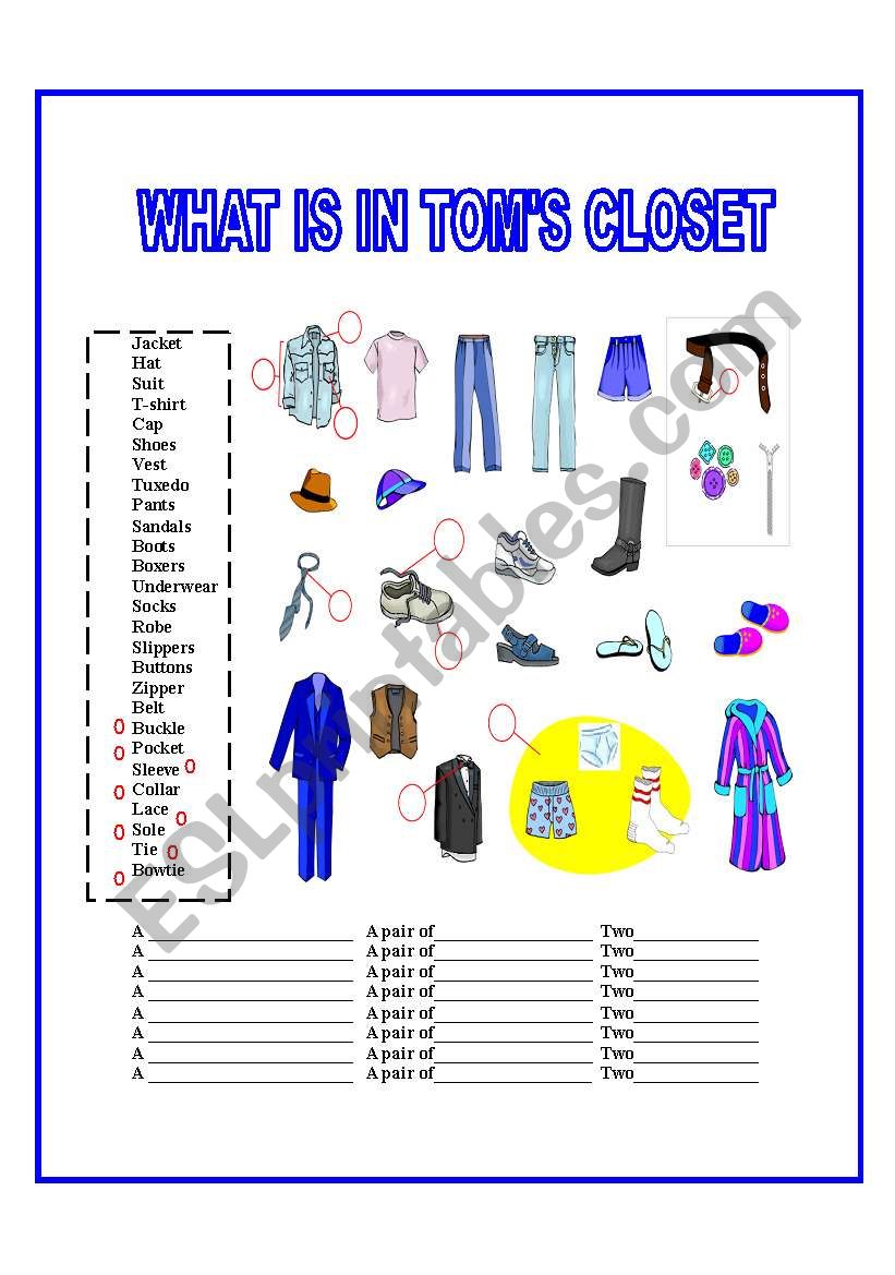 CLOTHING worksheet