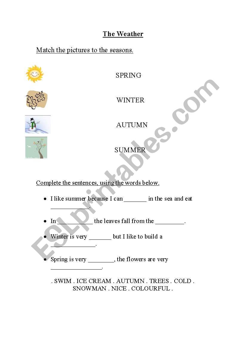 The seasons and the weather worksheet