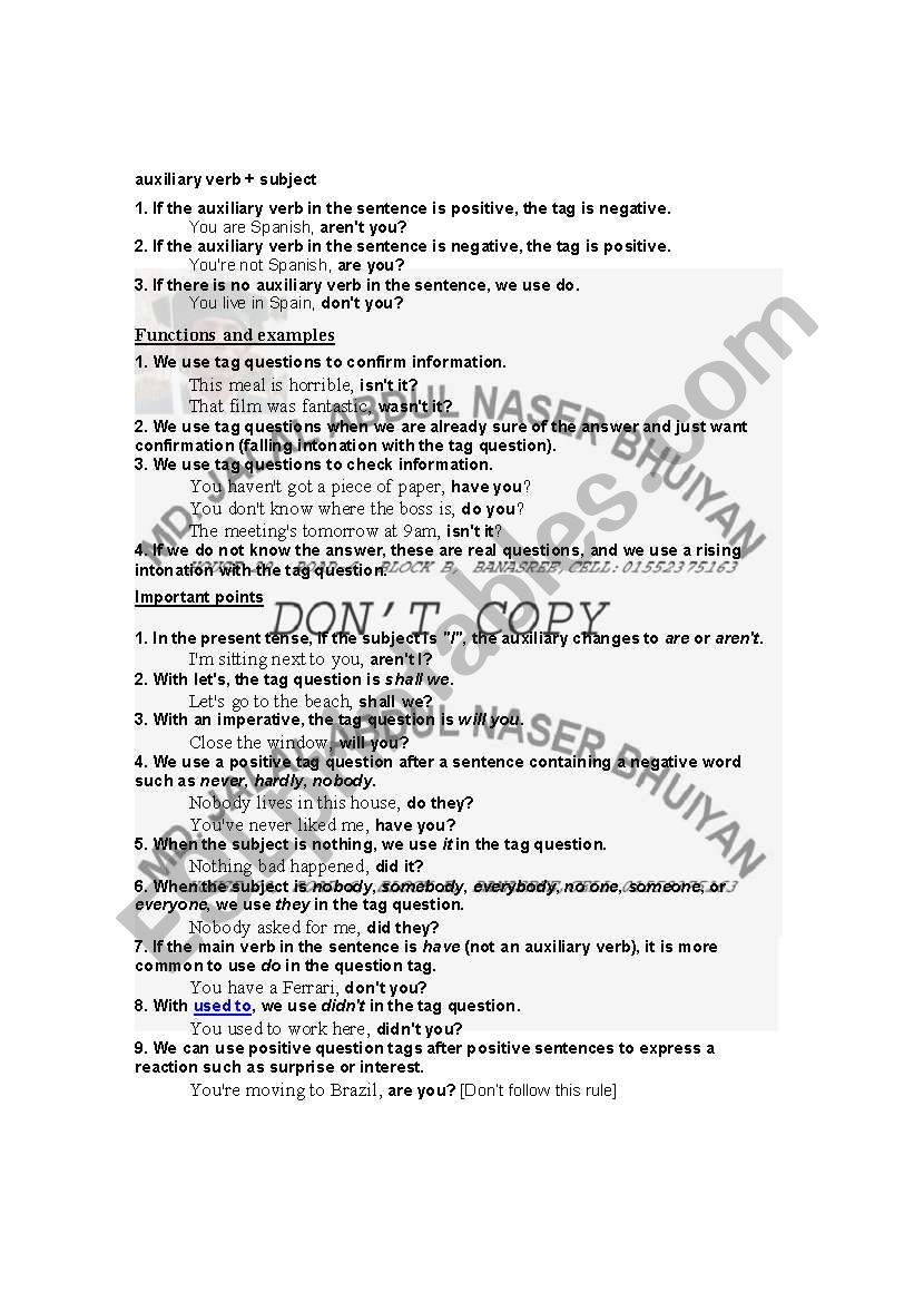 Tag  worksheet