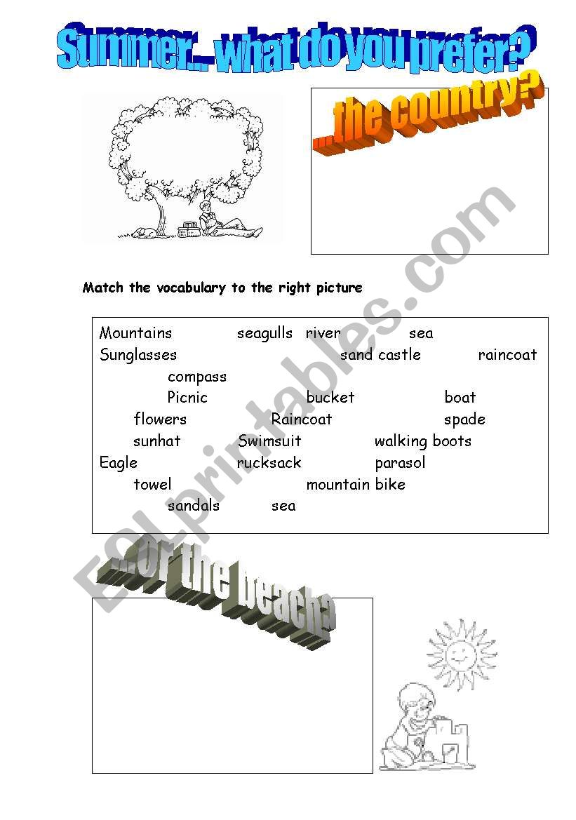 summer vocabulary worksheet