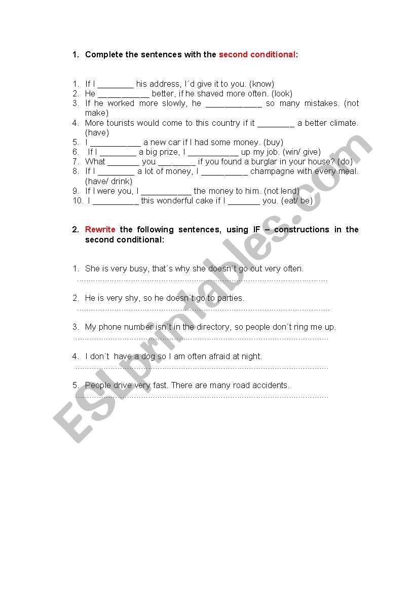 Second conditional worksheet
