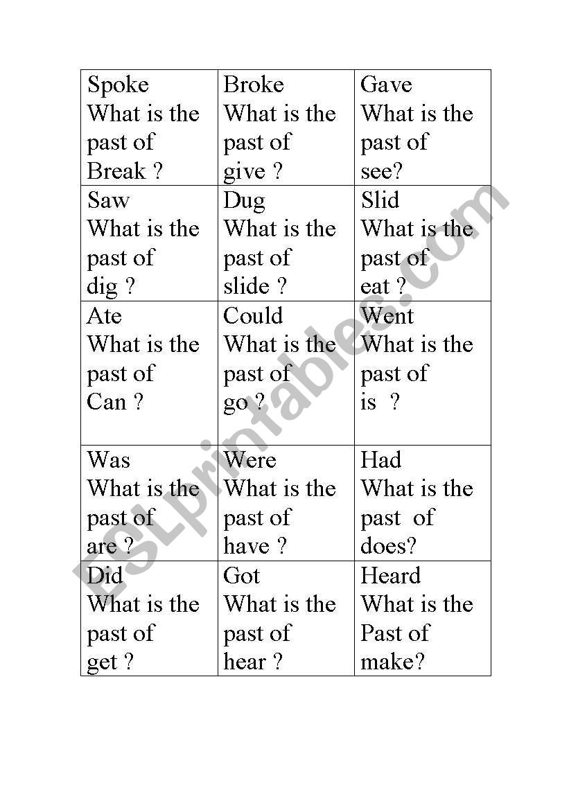 Chase the past tense verb worksheet