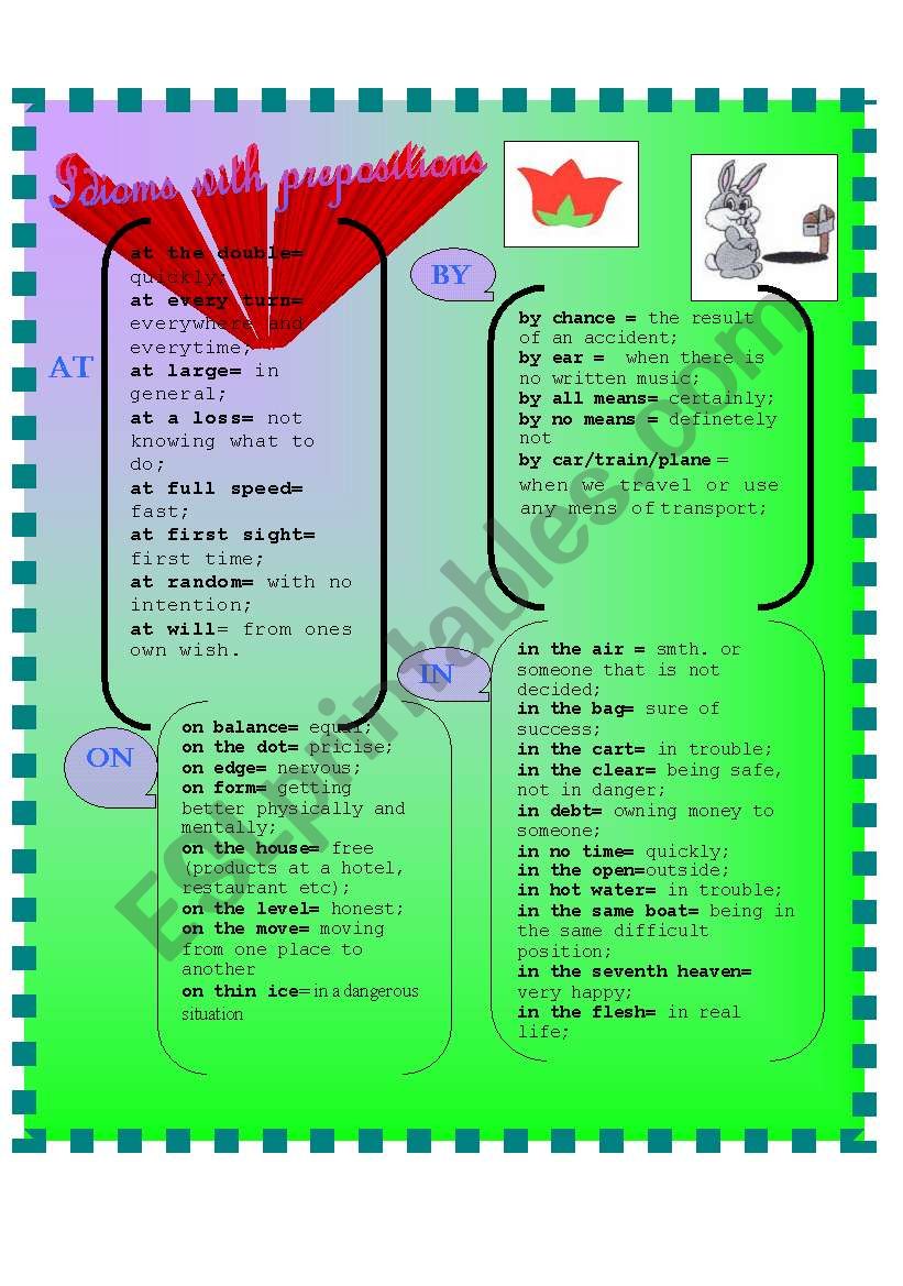 Idioms with prepositions. Exercises 