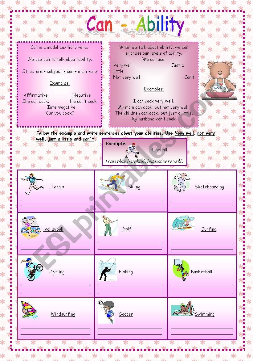 Can - Ability worksheet