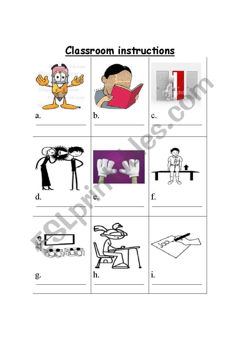 classroom instructions worksheet