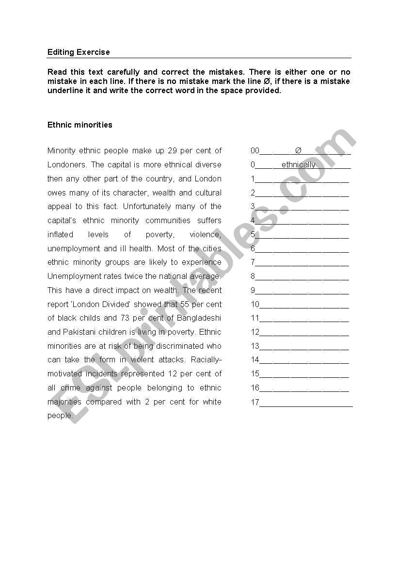 editing test worksheet