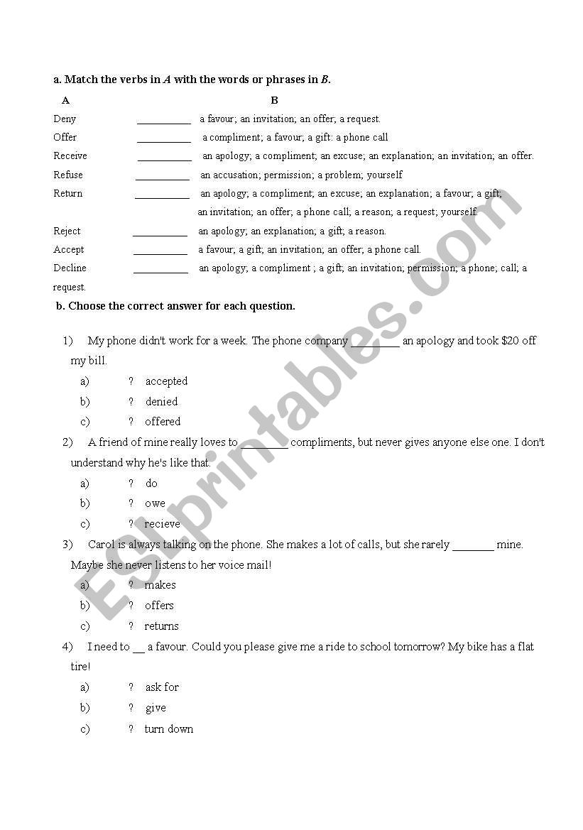 collocations worksheet