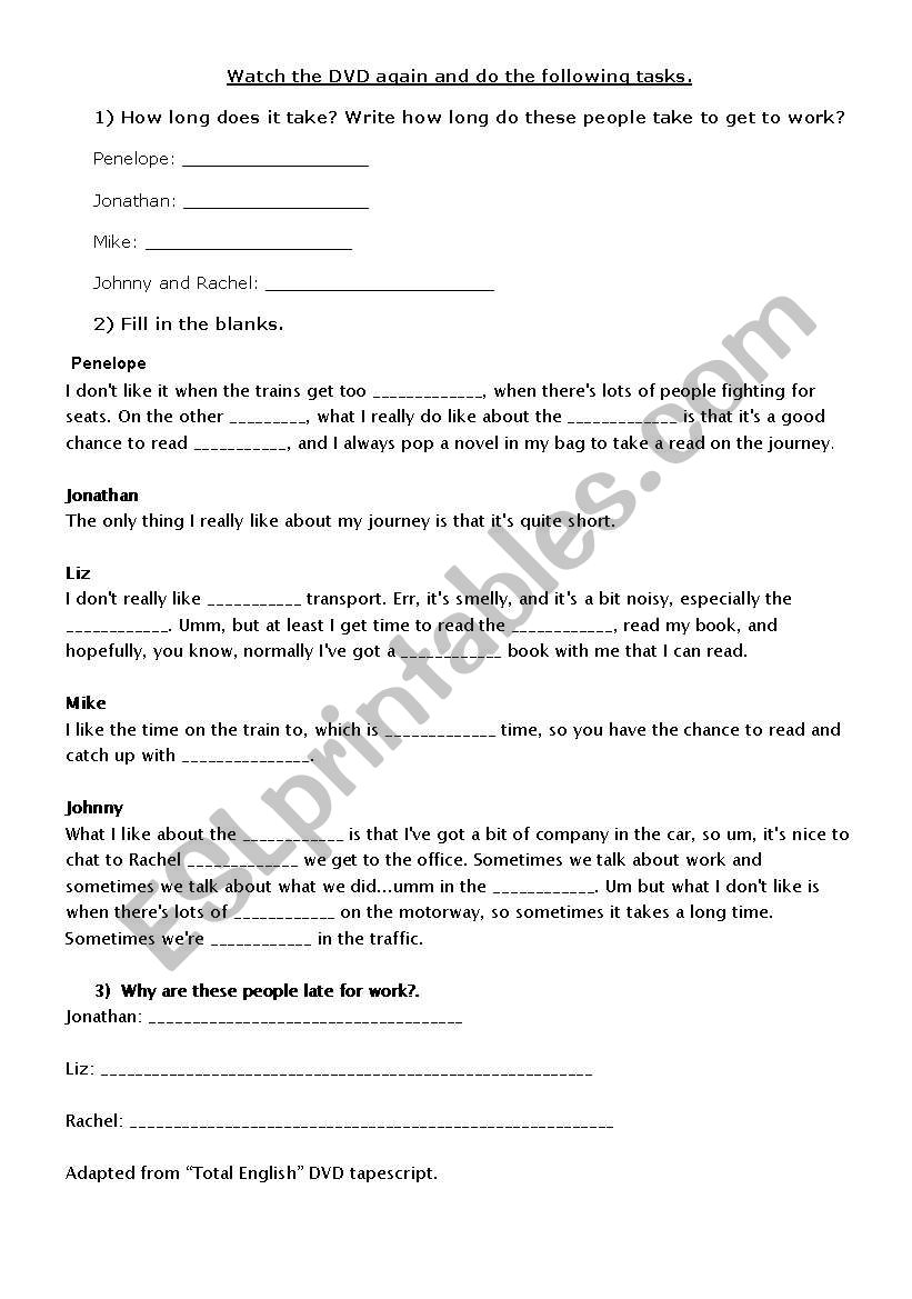 Total English DVD activities worksheet