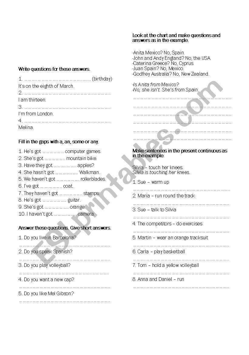 Beginner  worksheet