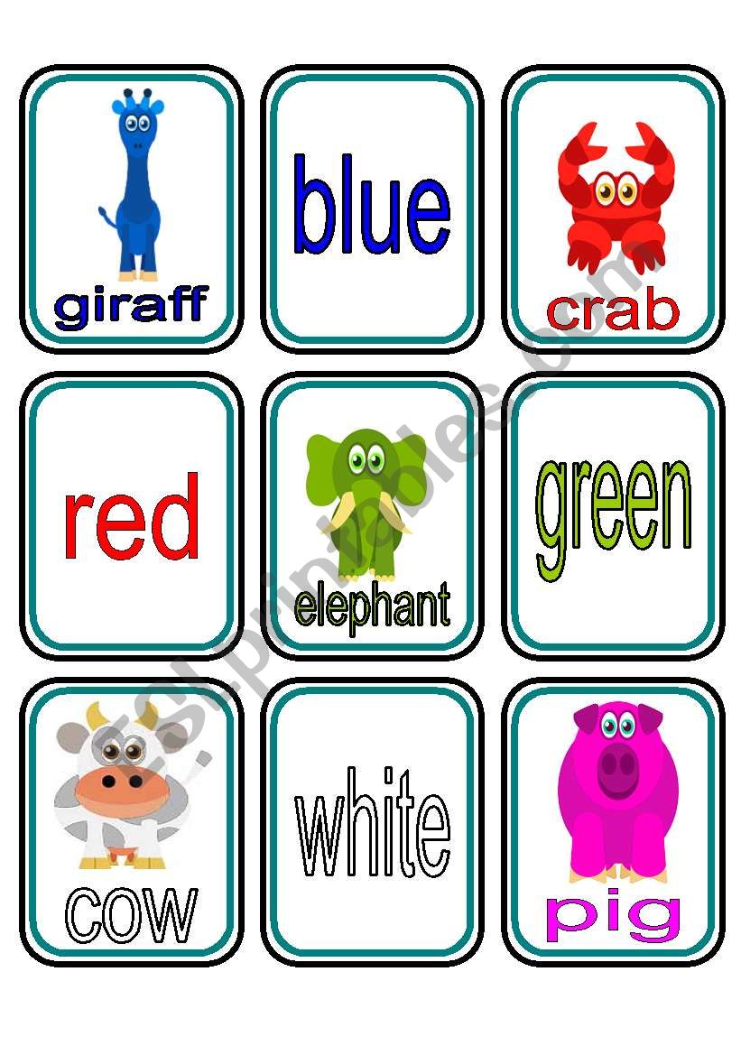 Animals Colours Matching Game worksheet