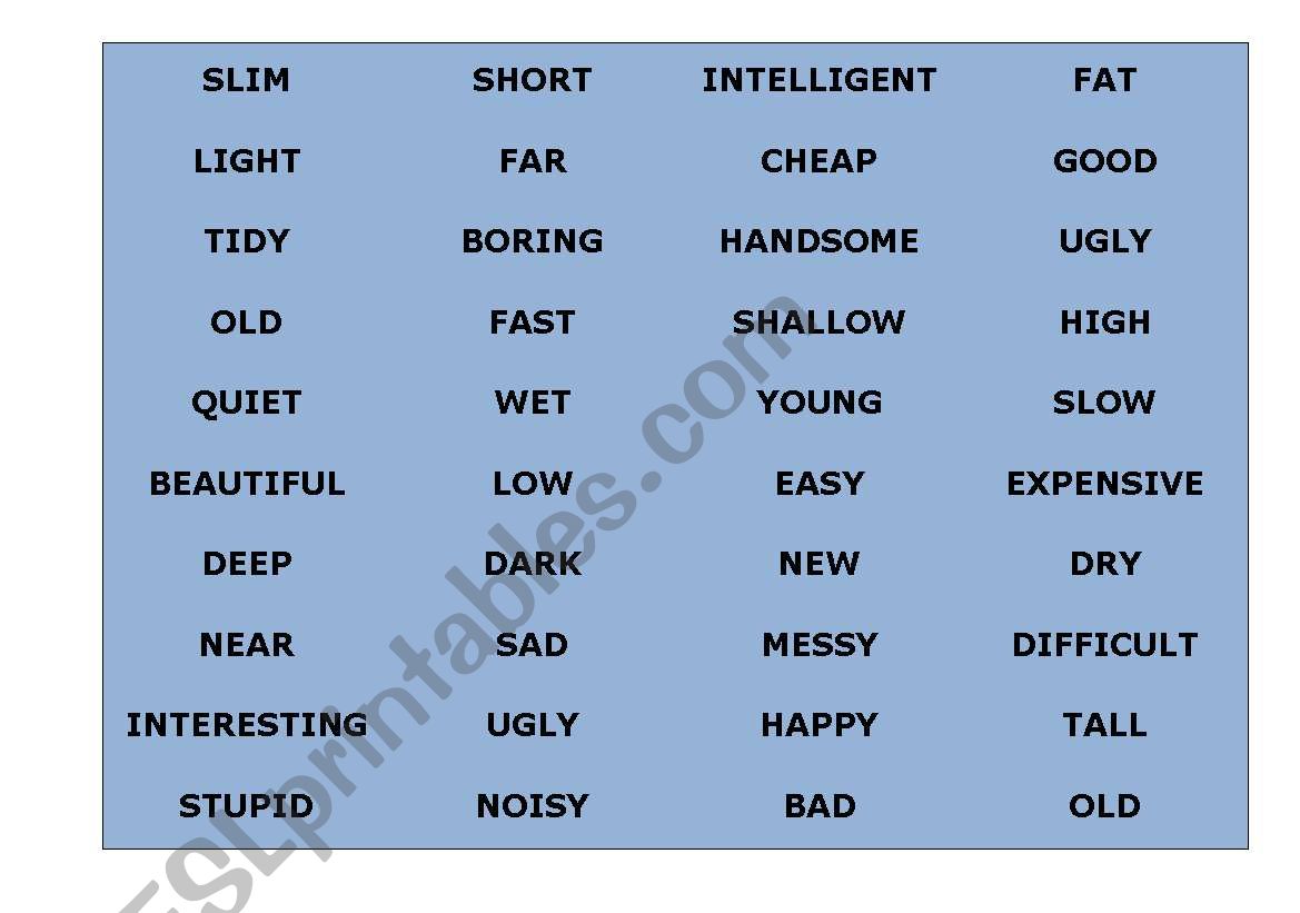 Adjective Game worksheet