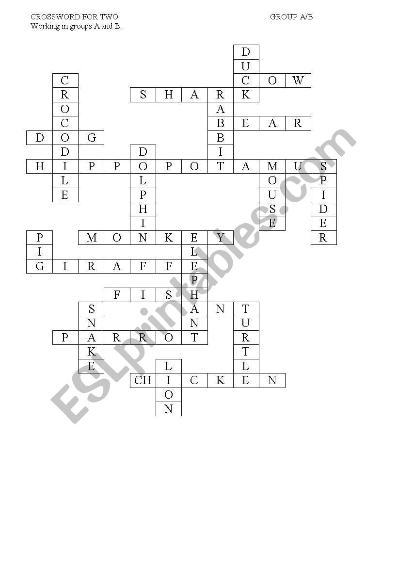 Crossword worksheet