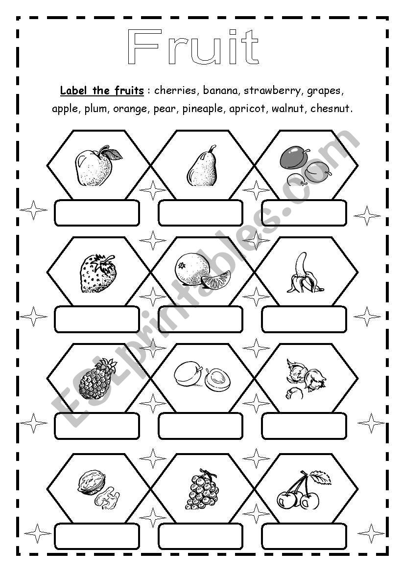 fruits to label worksheet