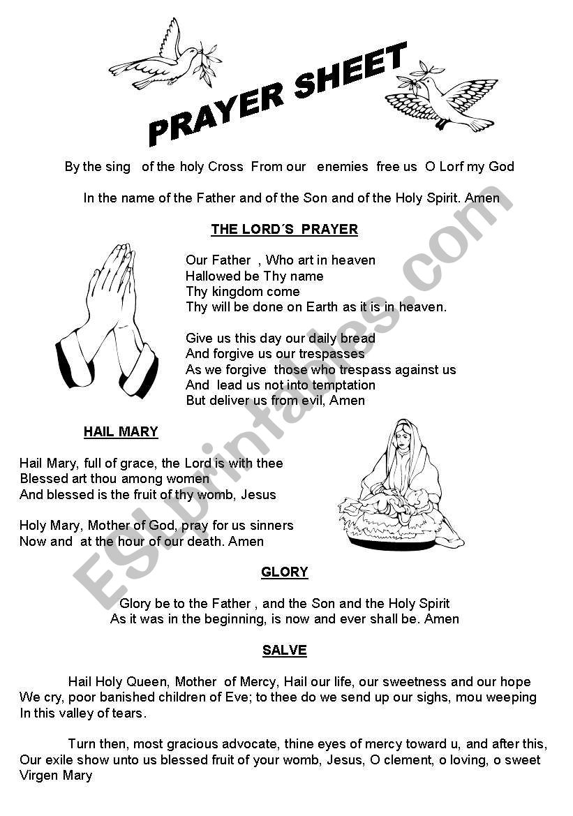 prayer sheet worksheet