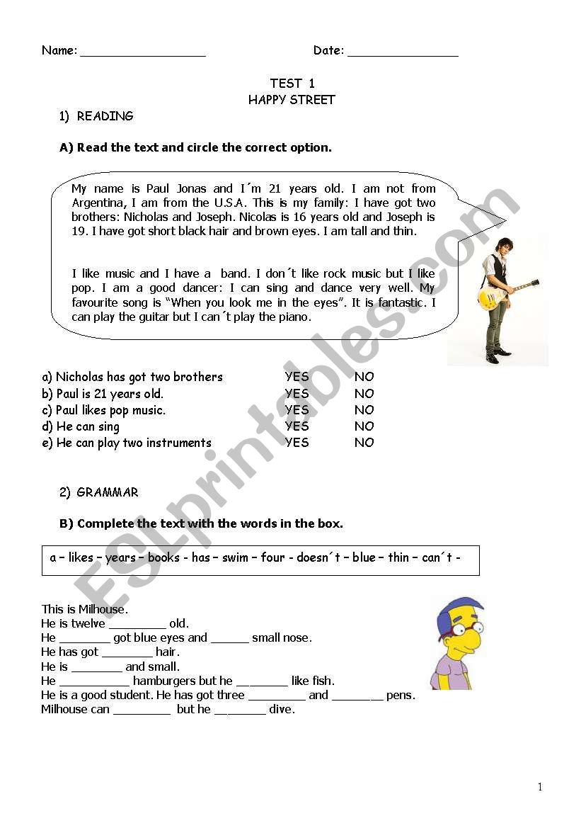 Test:  worksheet