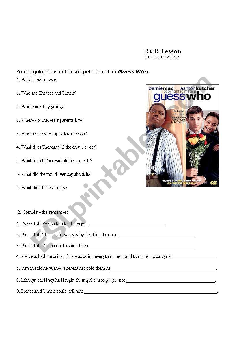 Film -Guess Who worksheet