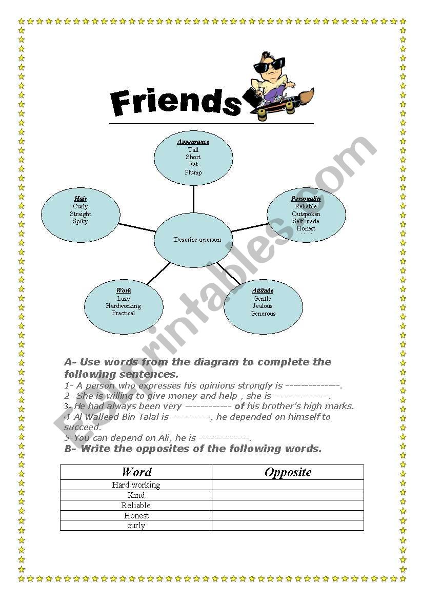 Describe your friend -People worksheet