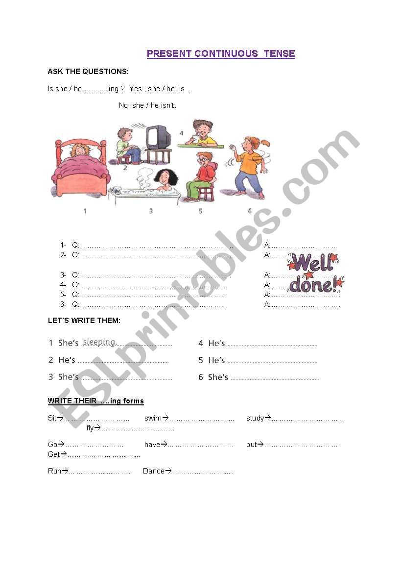 present continuous tense worksheet